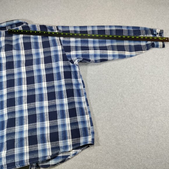 OshKosh B'Gosh Flannel Shirt Mens 2XLB Blue Plaid Heavyweight Cotton *Flaws* - Picture 13 of 13